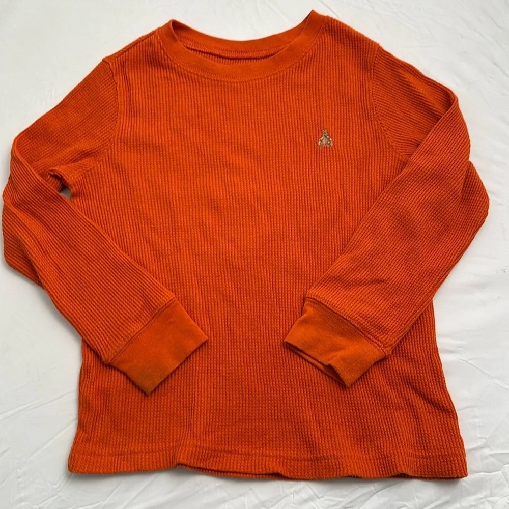 Gap orange waffle knit crew neck thermal long sleeve shirt